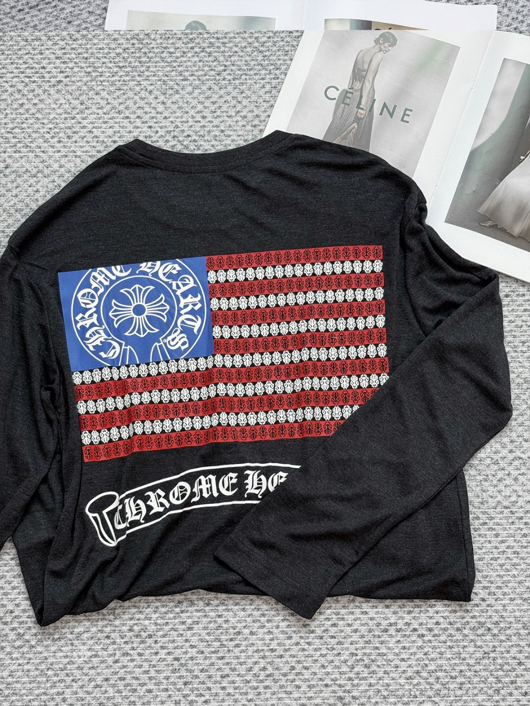 Chrome Hearts 克罗心 国旗长袖T恤 打底衫 女款 深灰色 A5