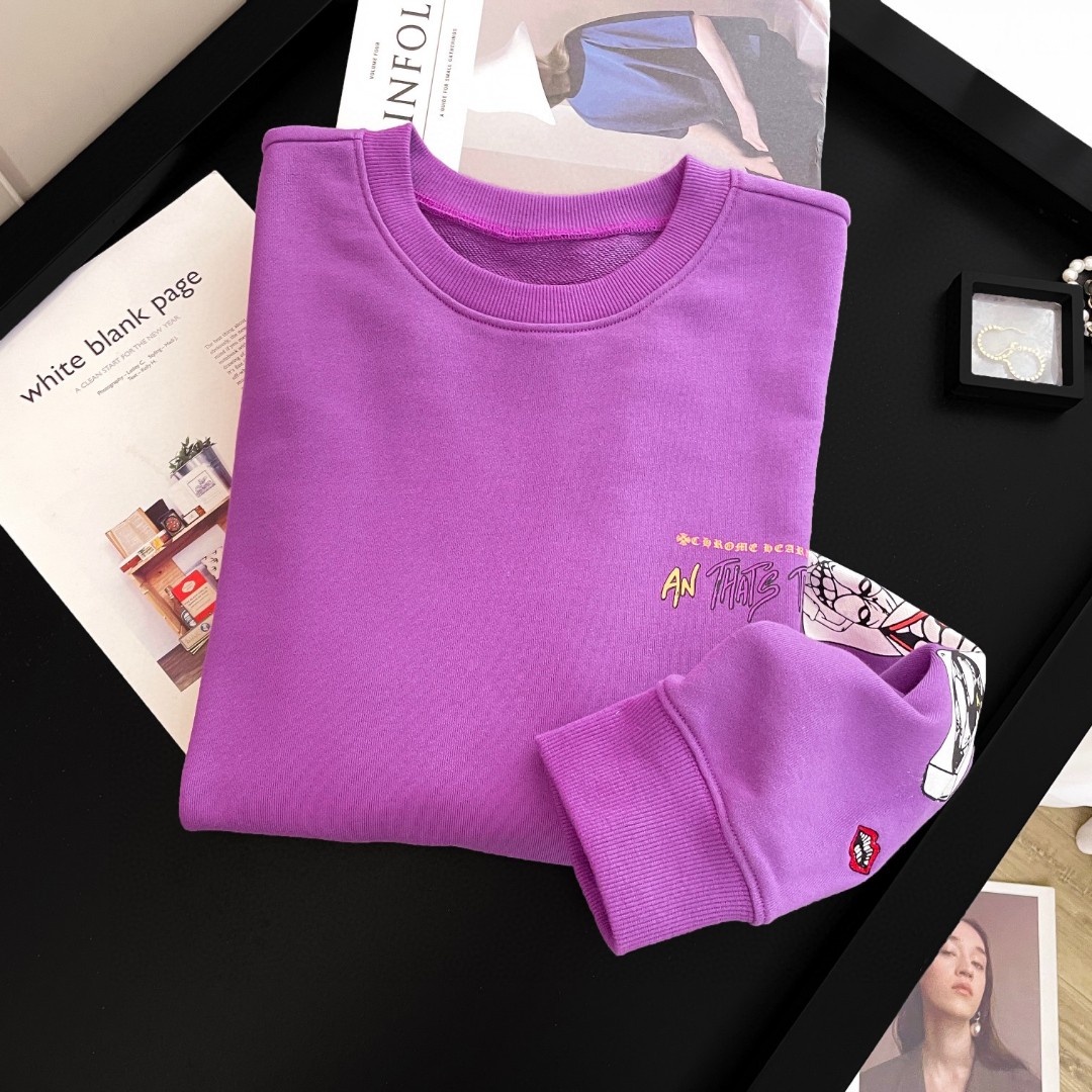 Chrome Hearts 克罗心 图案印花圆领卫衣 外套 女款 紫色 B0