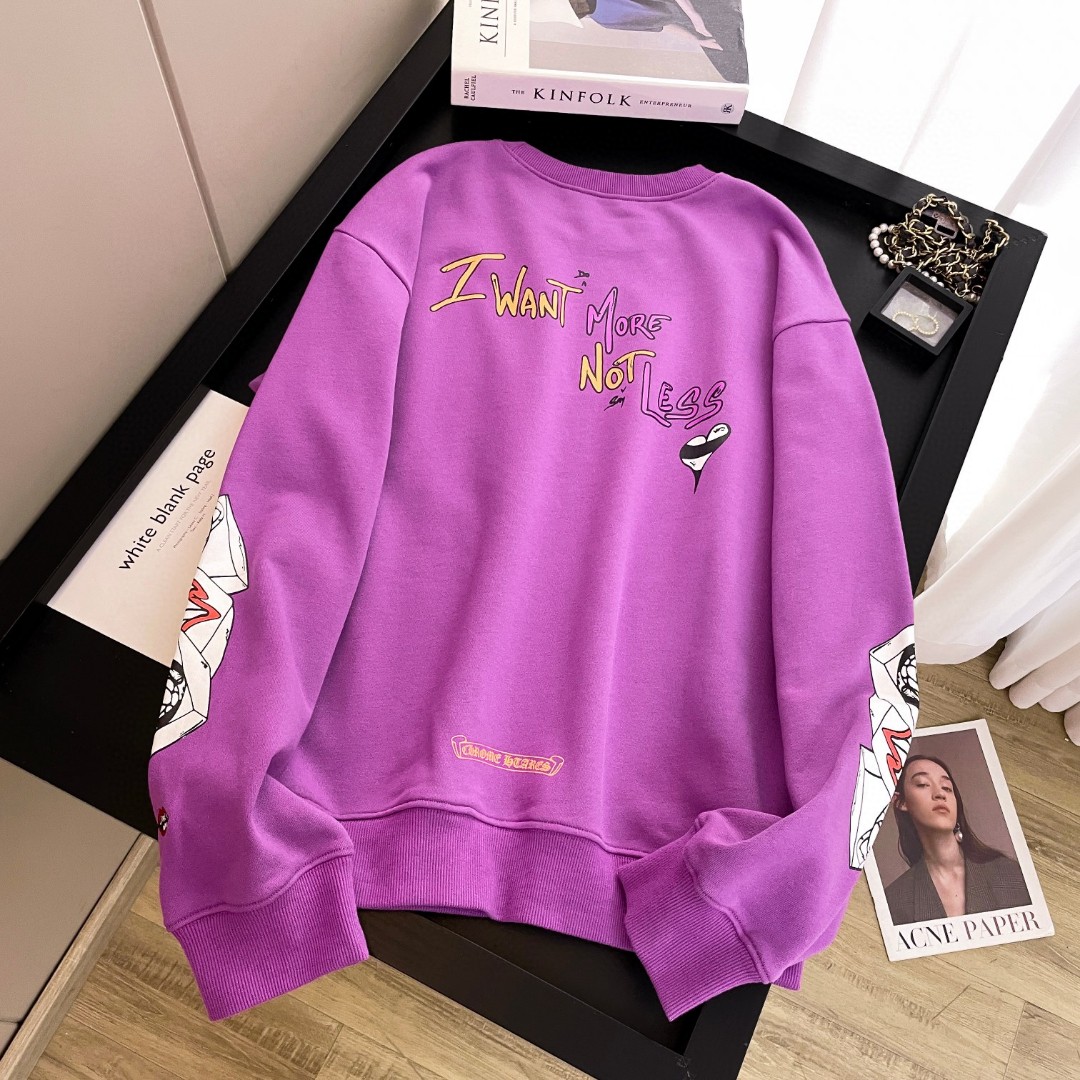 Chrome Hearts 克罗心 图案印花圆领卫衣 外套 女款 紫色 B0
