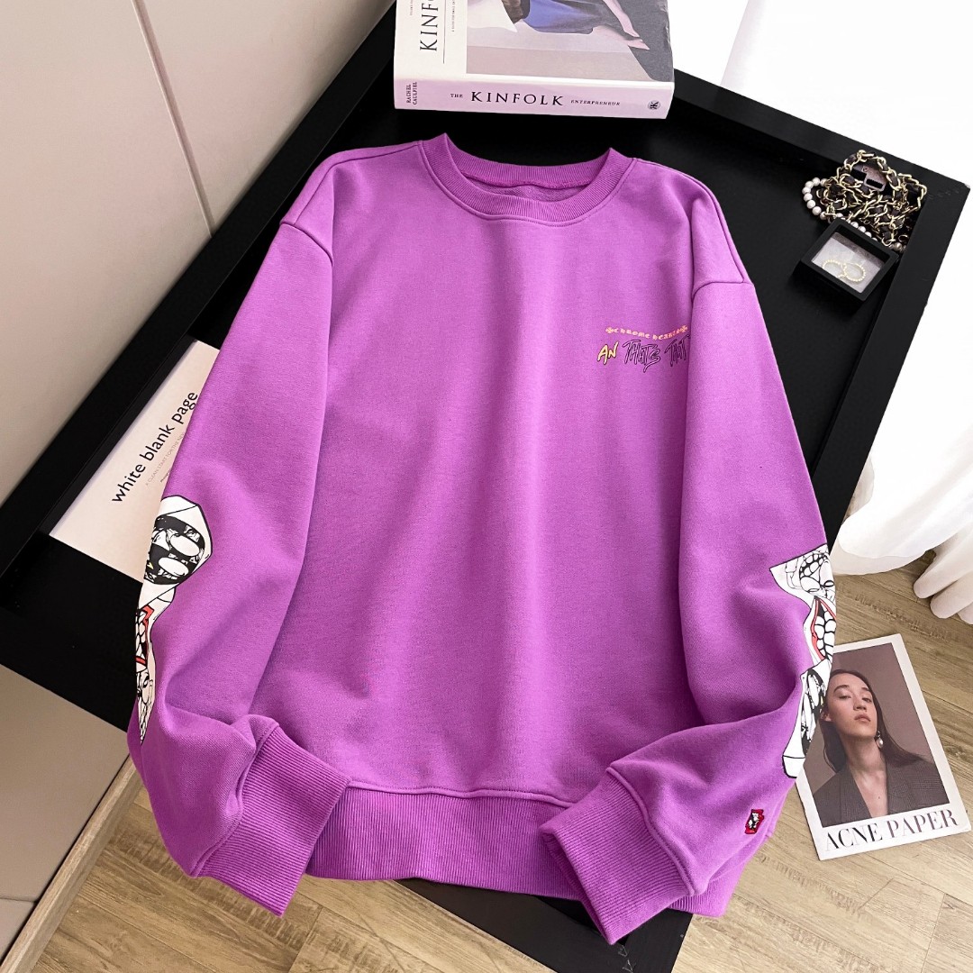 Chrome Hearts 克罗心 图案印花圆领卫衣 外套 女款 紫色 B0