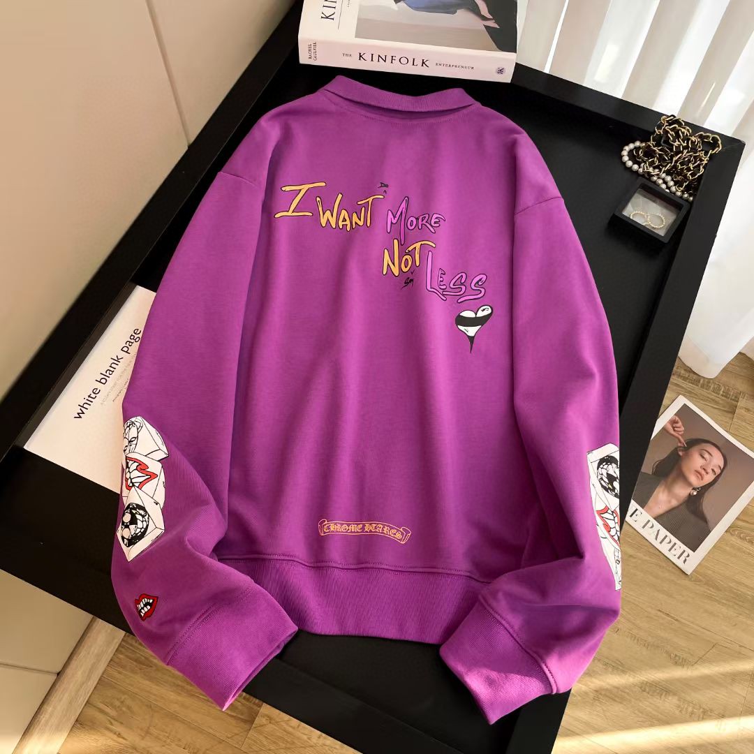 Chrome Hearts 克罗心 图案印花polo领卫衣 外套 女款 紫色 B0