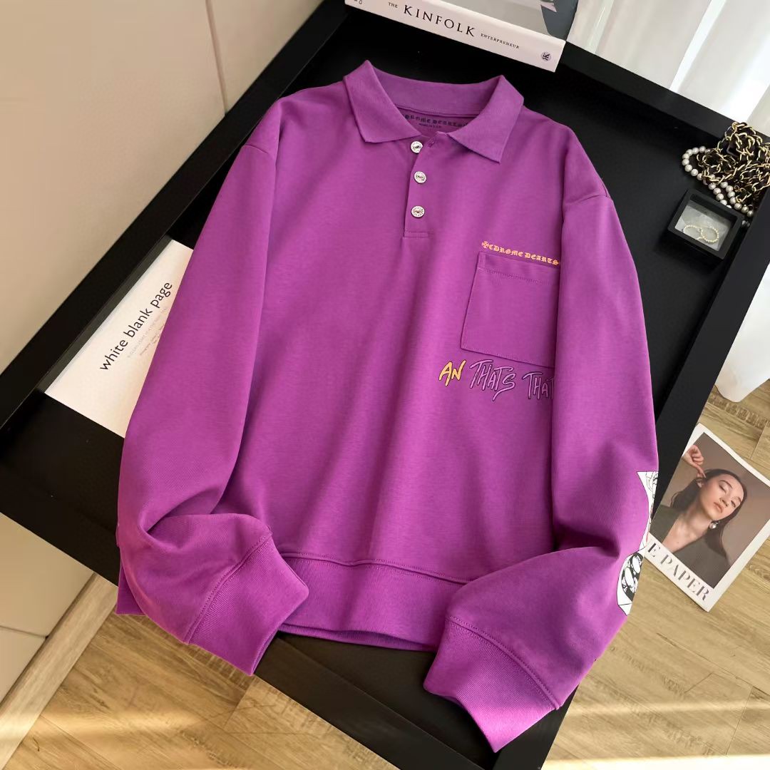 Chrome Hearts 克罗心 图案印花polo领卫衣 外套 女款 紫色 B0