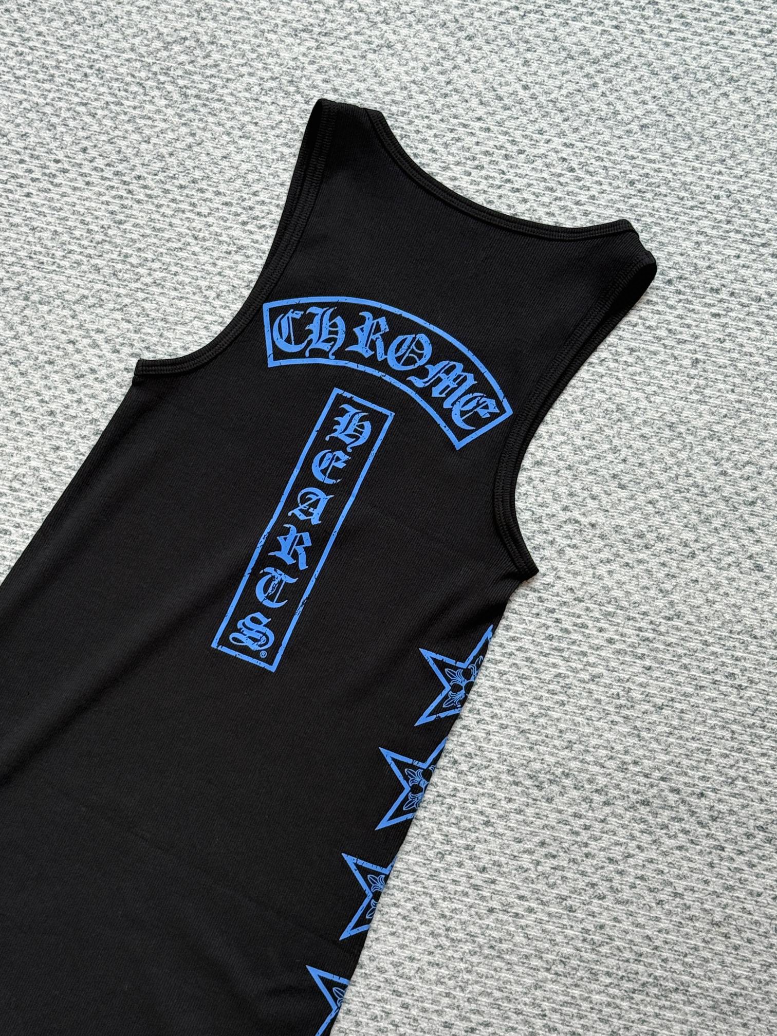 Chrome Hearts 克罗心 蓝色五角星T型梵文印花背心连衣裙 女款 黑色 A2