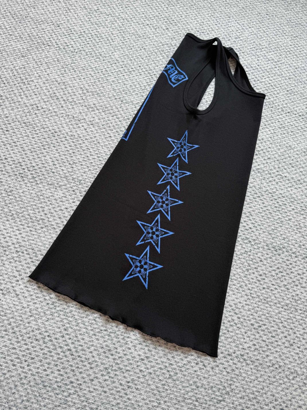 Chrome Hearts 克罗心 蓝色五角星T型梵文印花背心连衣裙 女款 黑色 A2