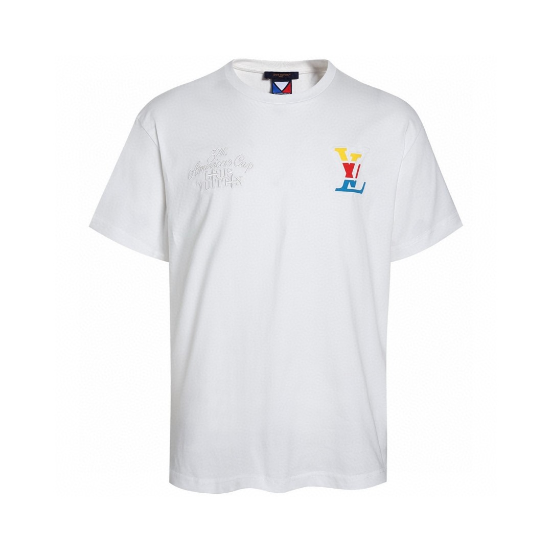 LOUIS VUITTON 路易威登 美洲杯浮雕压花圆领短袖 T恤 白色 A0 1AFVUX
