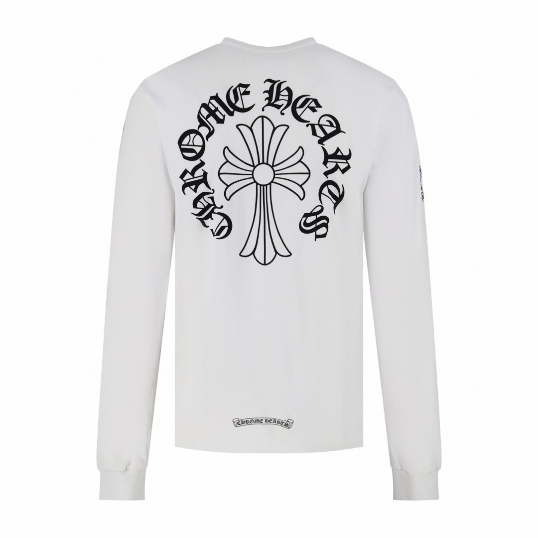 Chrome Hearts 克罗心 领口梵文十字架长袖T恤 卫衣 T恤 打底衫 套头 白色 黑色 A5