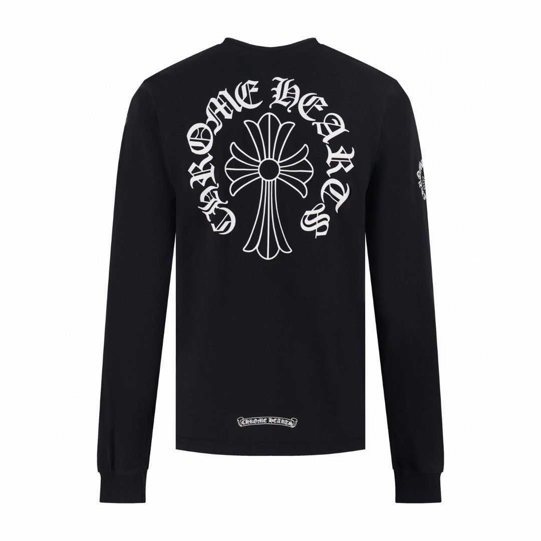 Chrome Hearts 克罗心 领口梵文十字架长袖T恤 卫衣 T恤 打底衫 套头 白色 黑色 A5