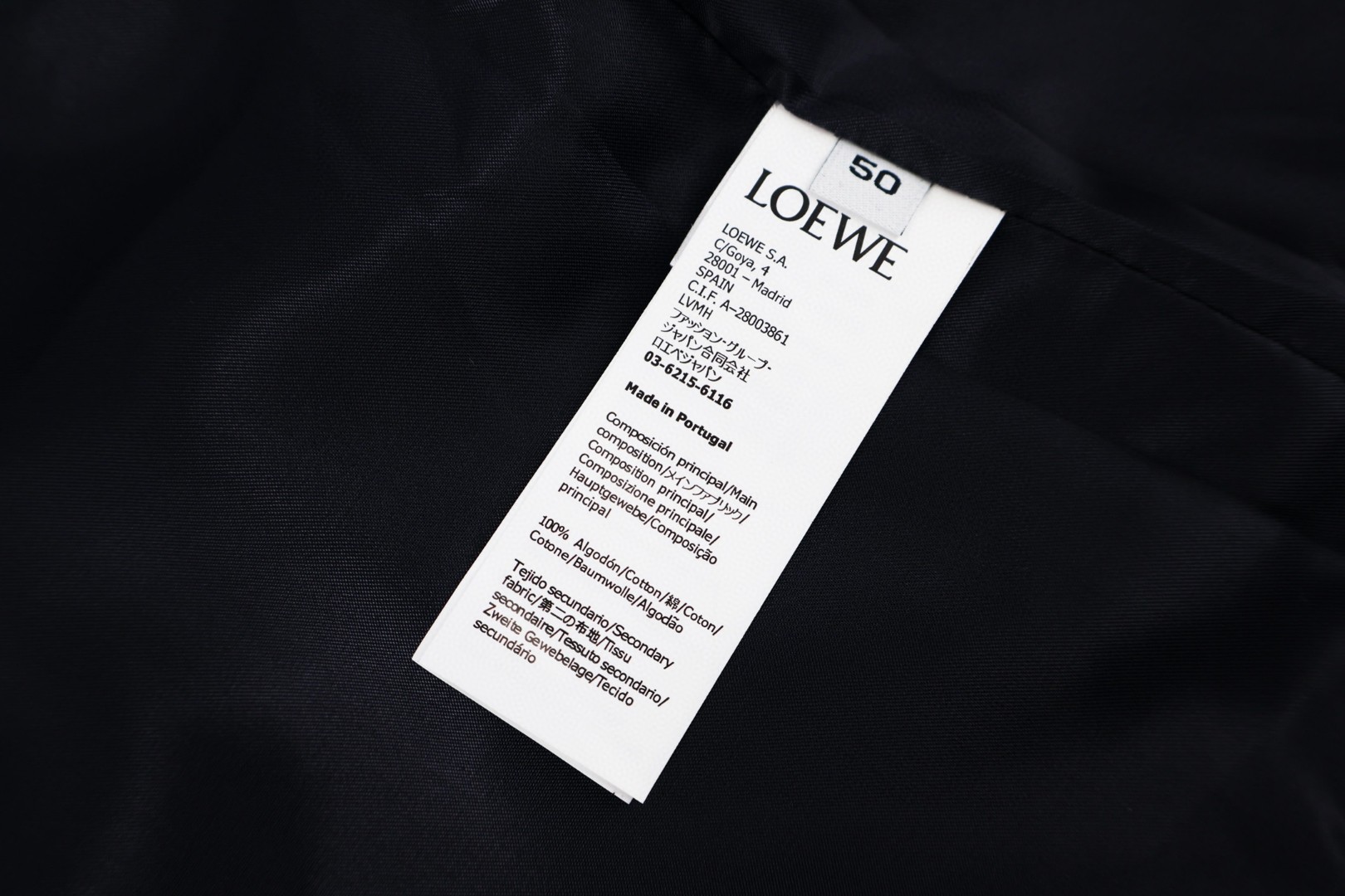 LOEWE 罗意威 羊毛西装外套 夹克 长袖 海军蓝 B5 H526Y07W33-5190