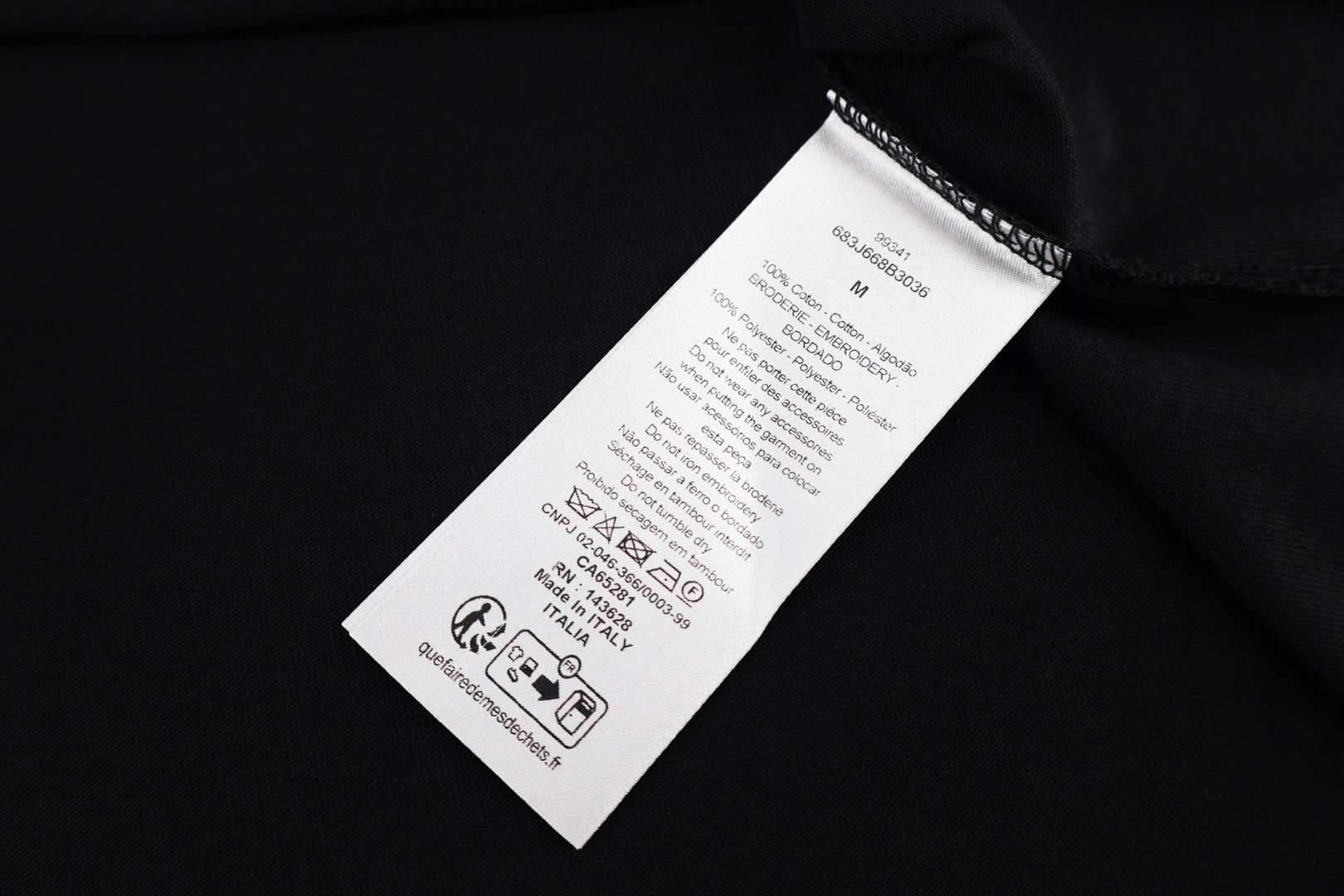 DIOR 迪奥 虚线刺绣圆领短袖 T恤 夏季 白色 黑色 A0 683J668B3036-C081