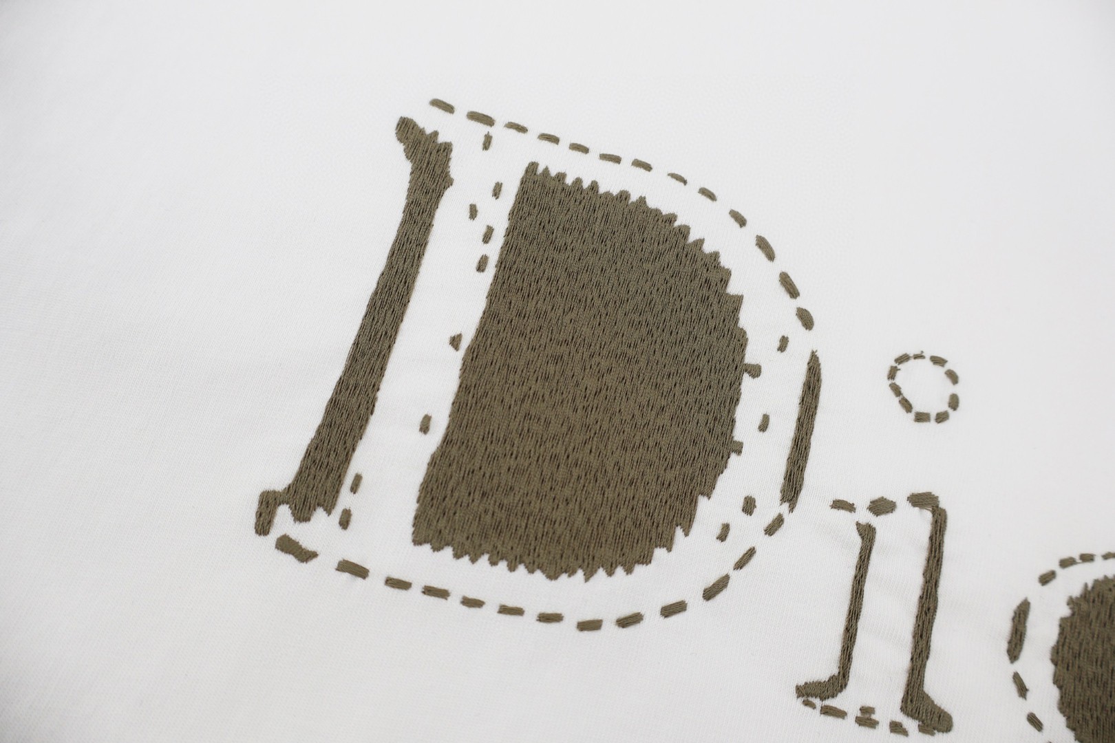 DIOR 迪奥 虚线刺绣圆领短袖 T恤 夏季 白色 黑色 A0 683J668B3036-C081