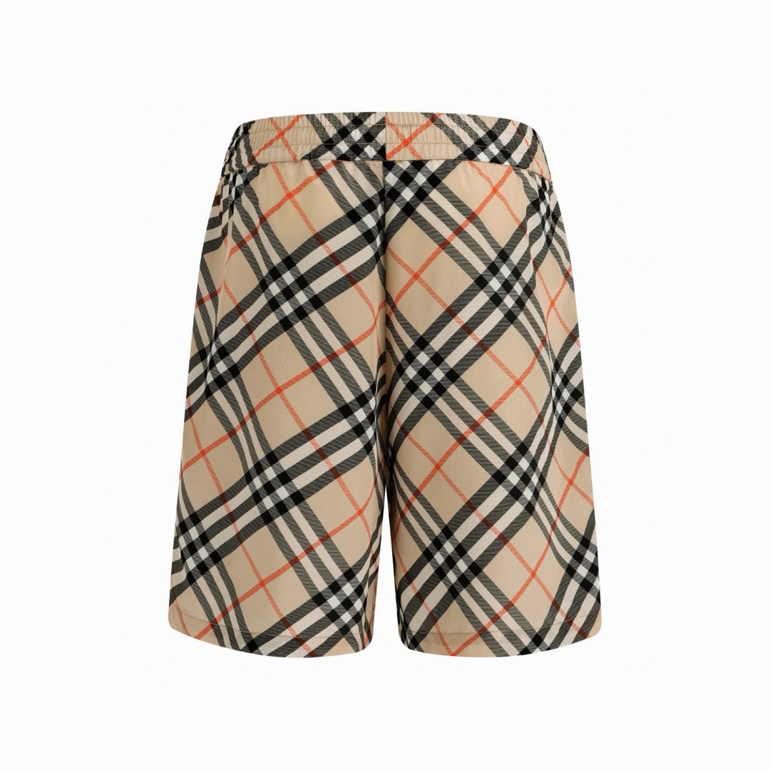 Burberry 巴宝莉 经典格纹丝质松紧腰短裤 裤子 休闲裤 五分裤 卡其色 A5
