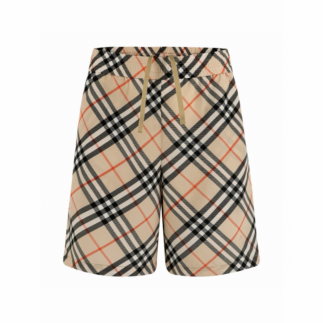 Burberry 巴宝莉 经典格纹丝质松紧腰短裤 裤子 休闲裤 五分裤 卡其色 A5