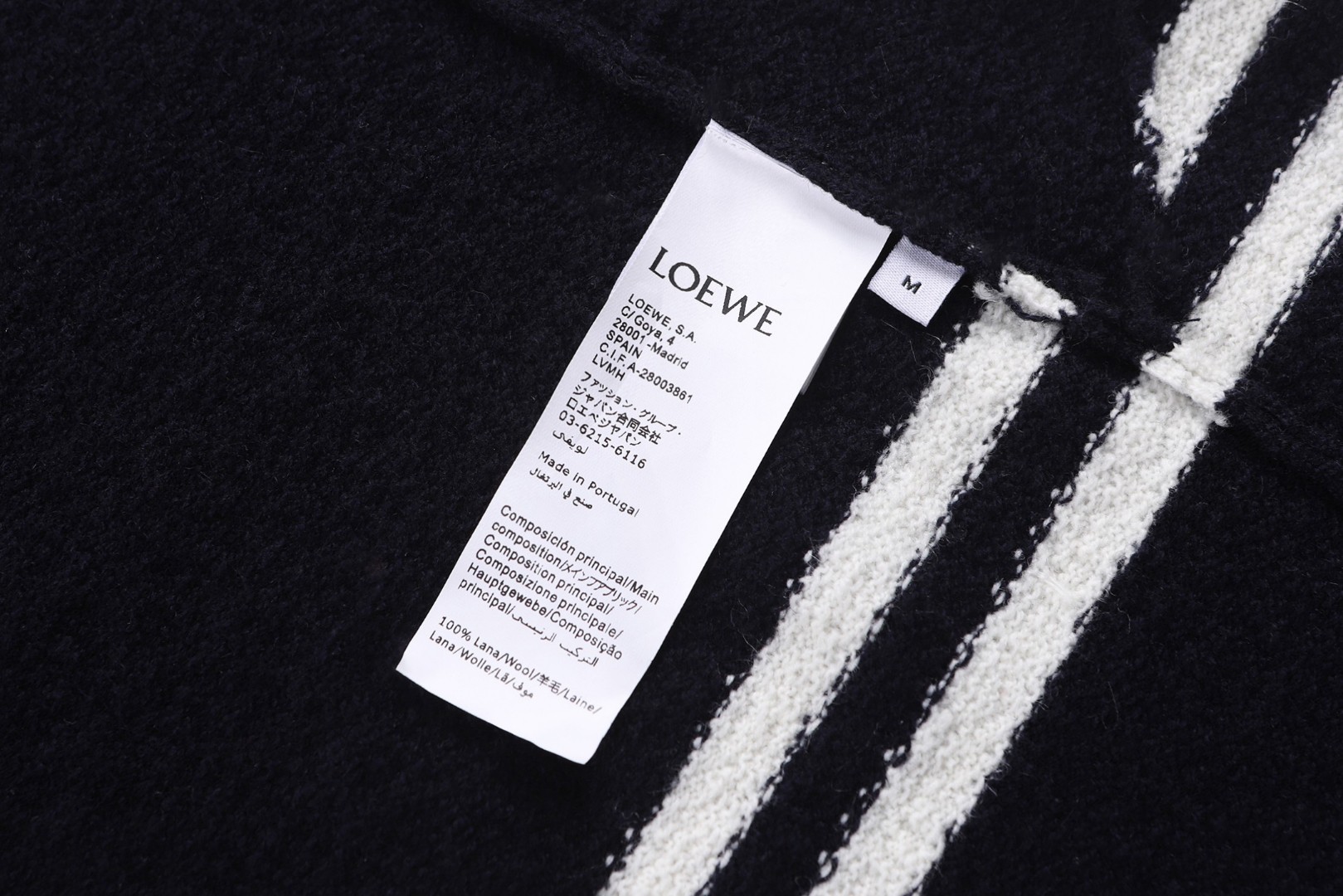 Loewe 罗意威 羊毛毛织几何圆领短袖 T恤 白色 海军蓝 A0 H526Y22XD8-6819