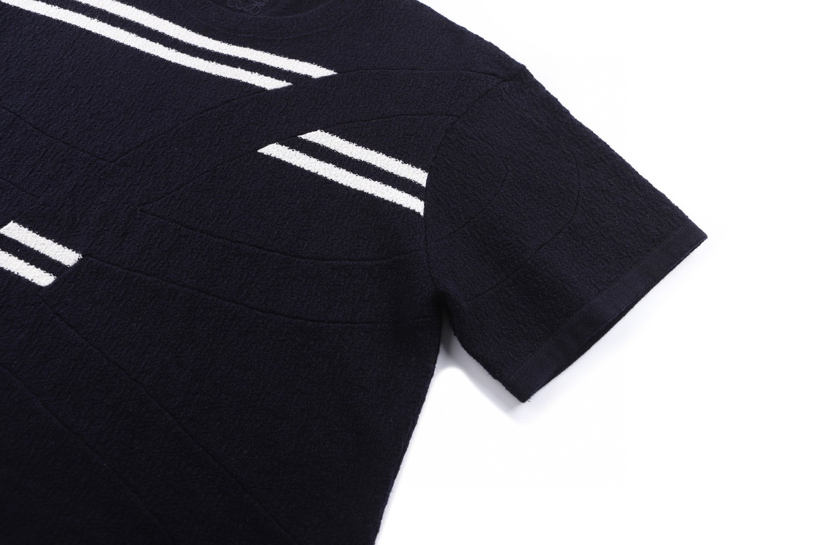 Loewe 罗意威 羊毛毛织几何圆领短袖 T恤 白色 海军蓝 A0 H526Y22XD8-6819