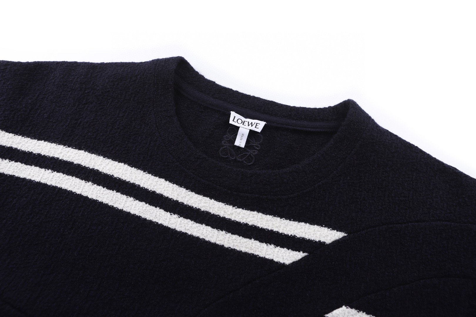 Loewe 罗意威 羊毛毛织几何圆领短袖 T恤 白色 海军蓝 A0 H526Y22XD8-6819