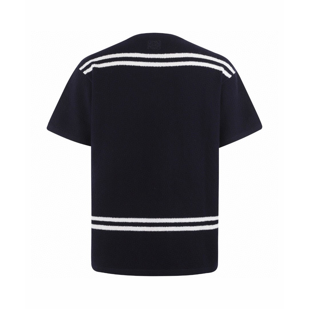 Loewe 罗意威 羊毛毛织几何圆领短袖 T恤 白色 海军蓝 A0 H526Y22XD8-6819