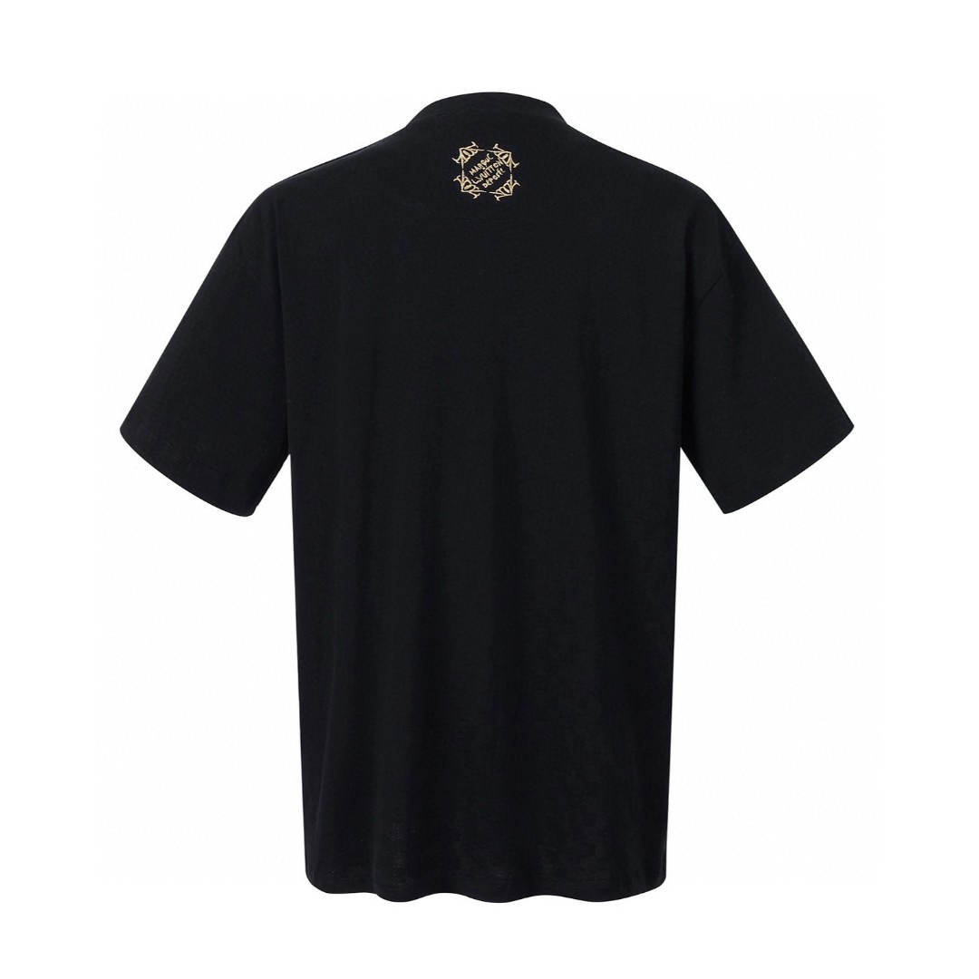 LOUIS VUITTON 路易威登 LV 金框刺绣圆领T恤 短袖 黑色 A0 1AHW18