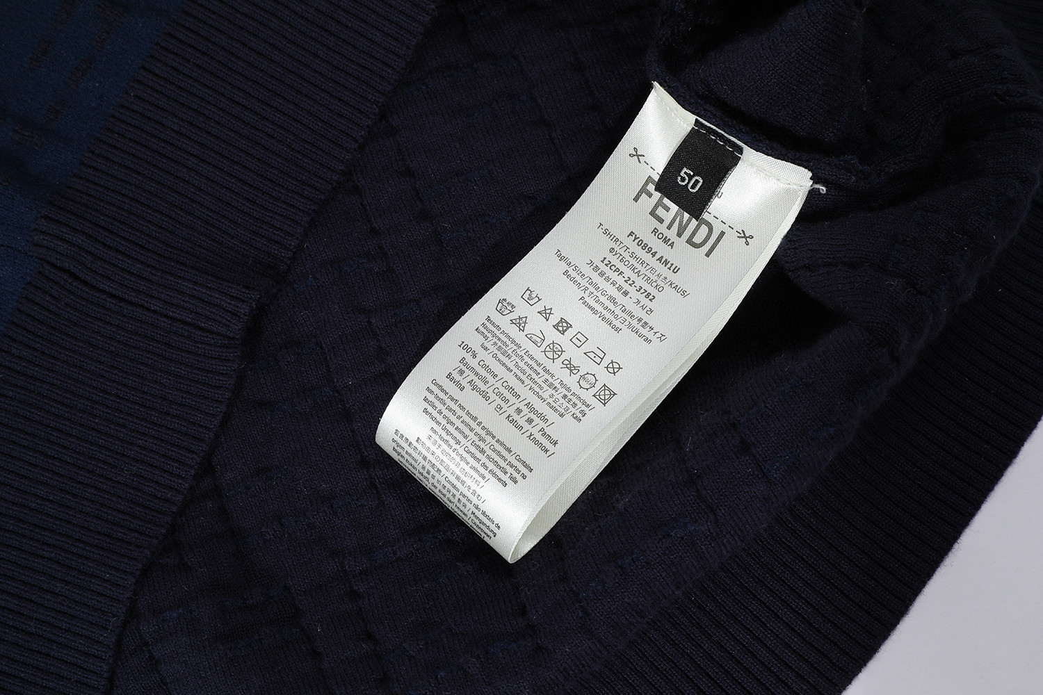 FENDI 芬迪 双F针织短袖 T恤 夏款 白色 蓝色 A5 FZX051AU7OF0ZNZ