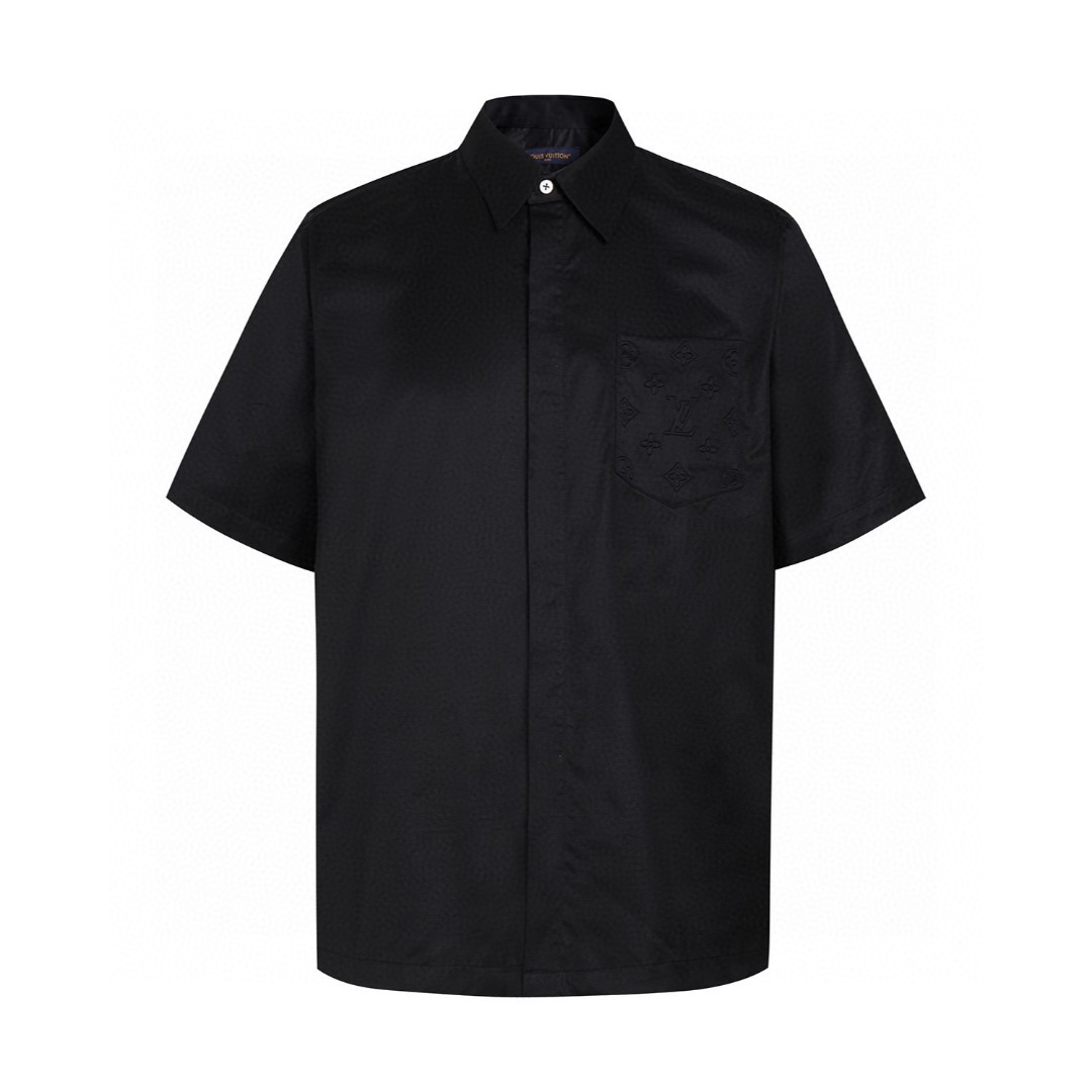 LOUIS VUITTON 路易威登 LV 浮雕压花口袋短袖衬衫 夏季 白色 黑色 A7 1AHVYP