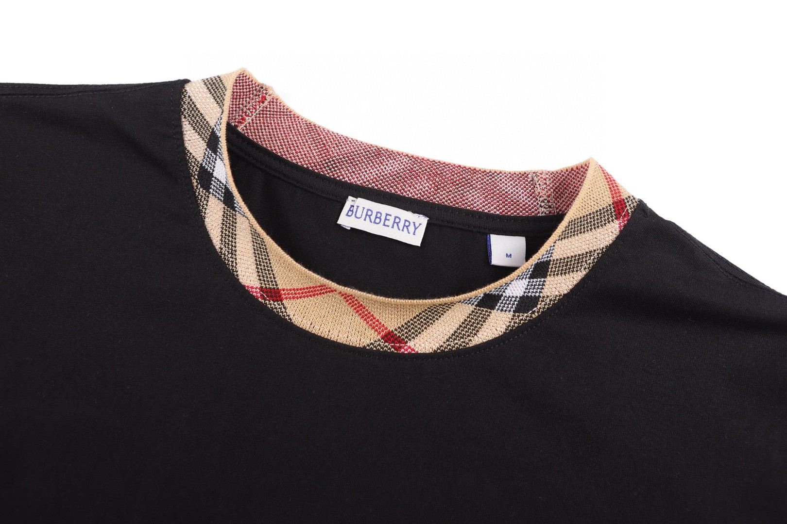 Burberry 巴宝莉 格纹领圆领Tee 短袖 T恤 白色 黑色 A0 POIZON20250731101711176