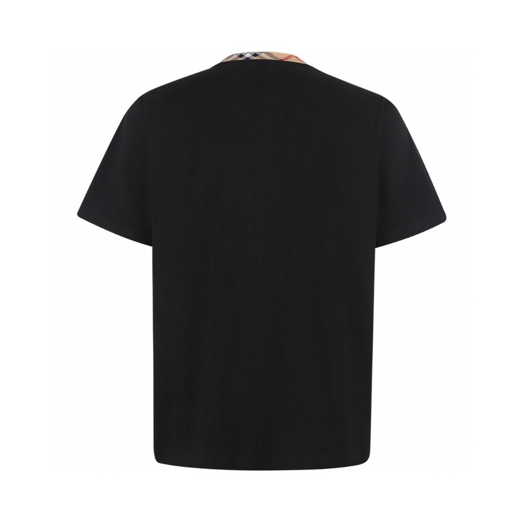 Burberry 巴宝莉 格纹领圆领Tee 短袖 T恤 白色 黑色 A0 POIZON20250731101711176