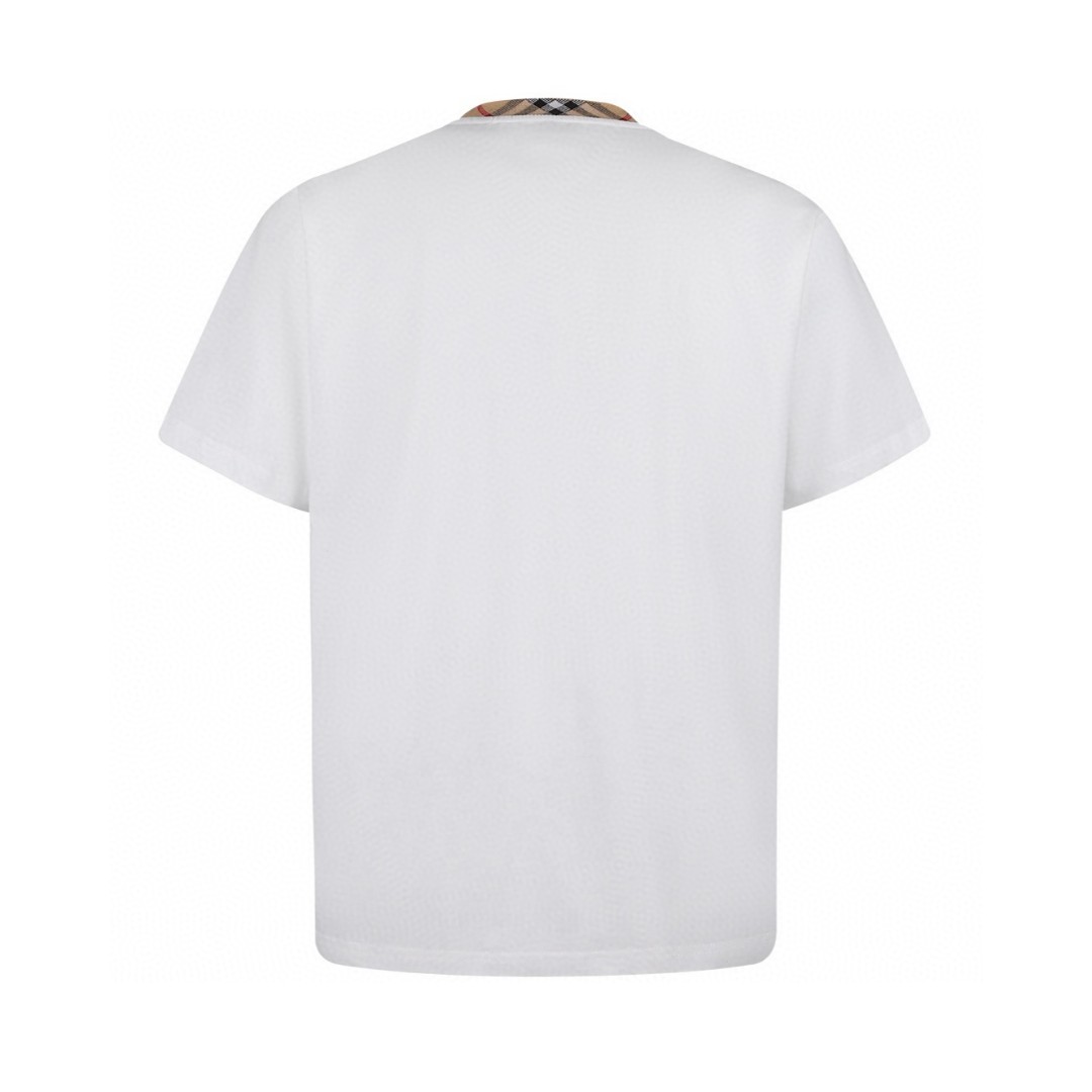 Burberry 巴宝莉 格纹领圆领Tee 短袖 T恤 白色 黑色 A0 POIZON20250731101711176