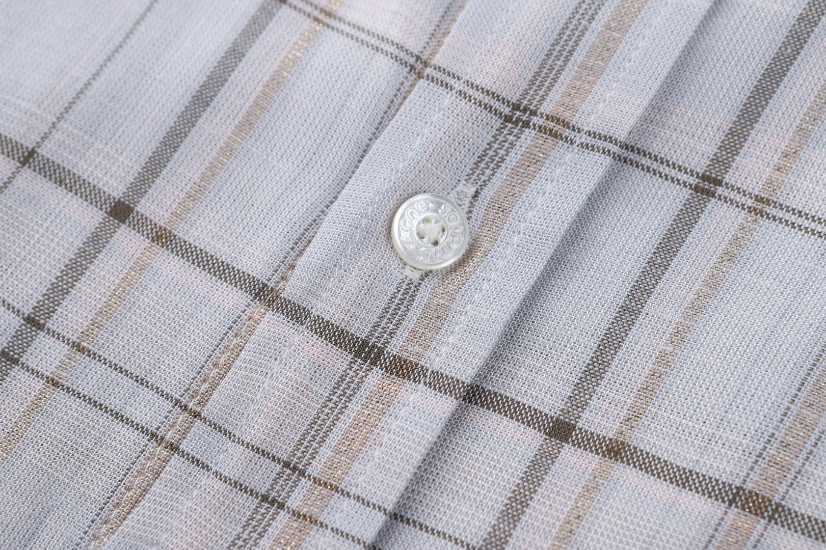 Acne Studios 刺绣亚麻格纹单排扣衬衫 外套 长袖 灰色 B0 BB0663-ANS