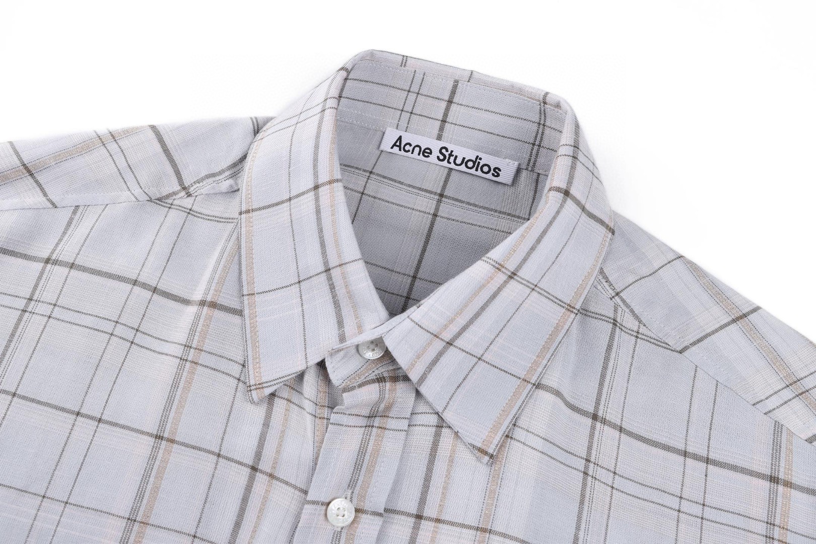 Acne Studios 刺绣亚麻格纹单排扣衬衫 外套 长袖 灰色 B0 BB0663-ANS