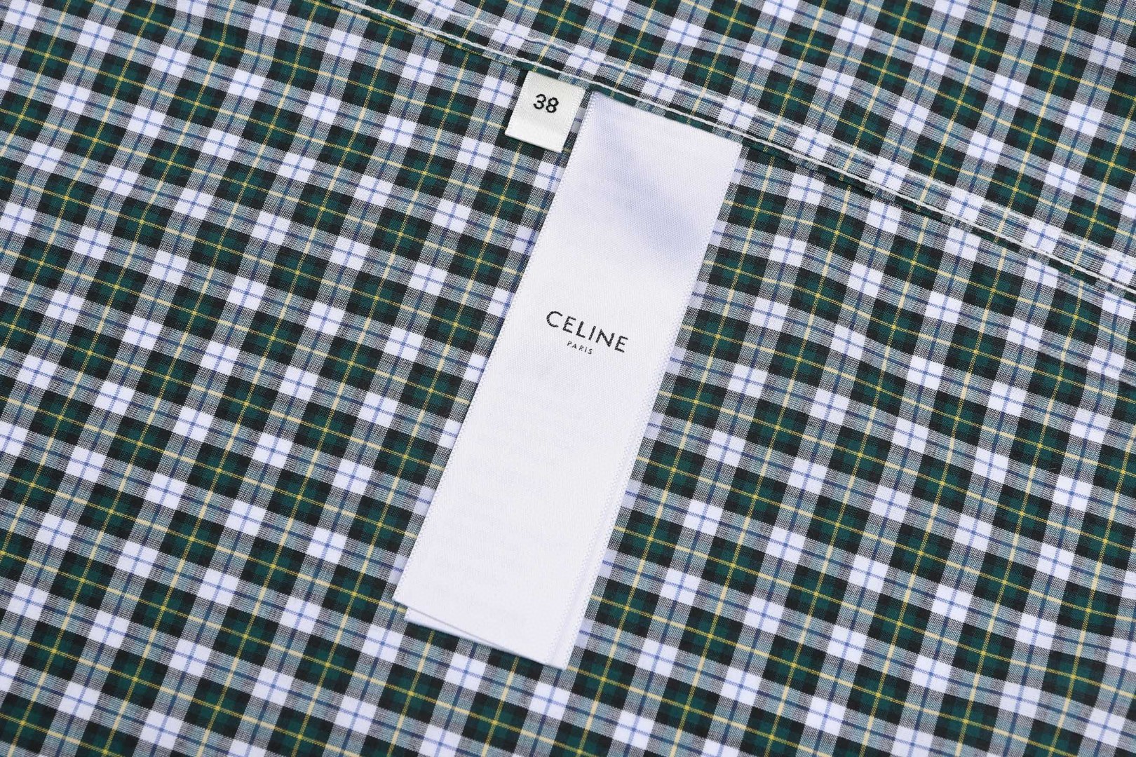 CELINE 赛琳 格子棉府绸刺绣logo衬衫 外套 长袖 B0 RC0AZ1393-GDL5