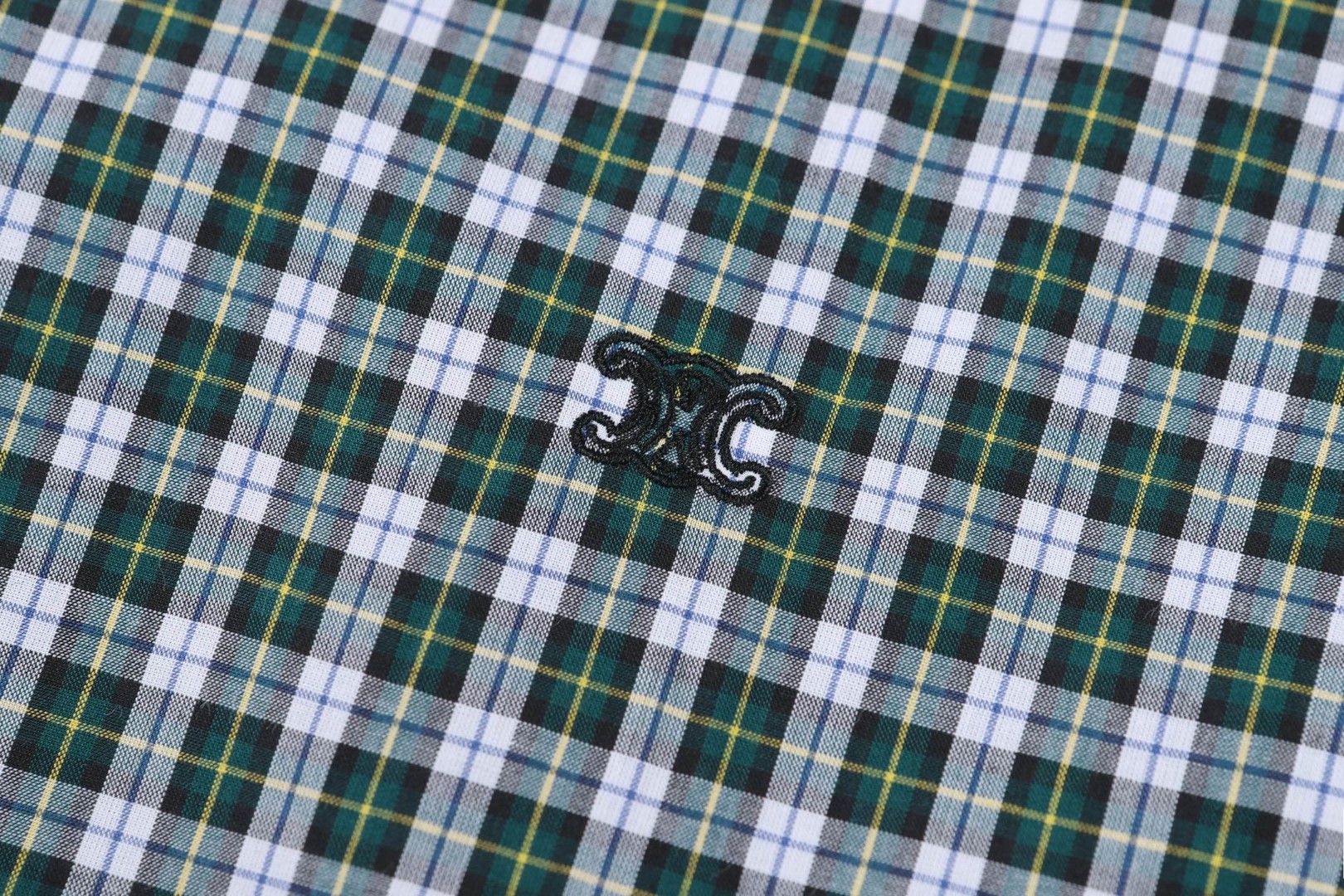 CELINE 赛琳 格子棉府绸刺绣logo衬衫 外套 长袖 B0 RC0AZ1393-GDL5