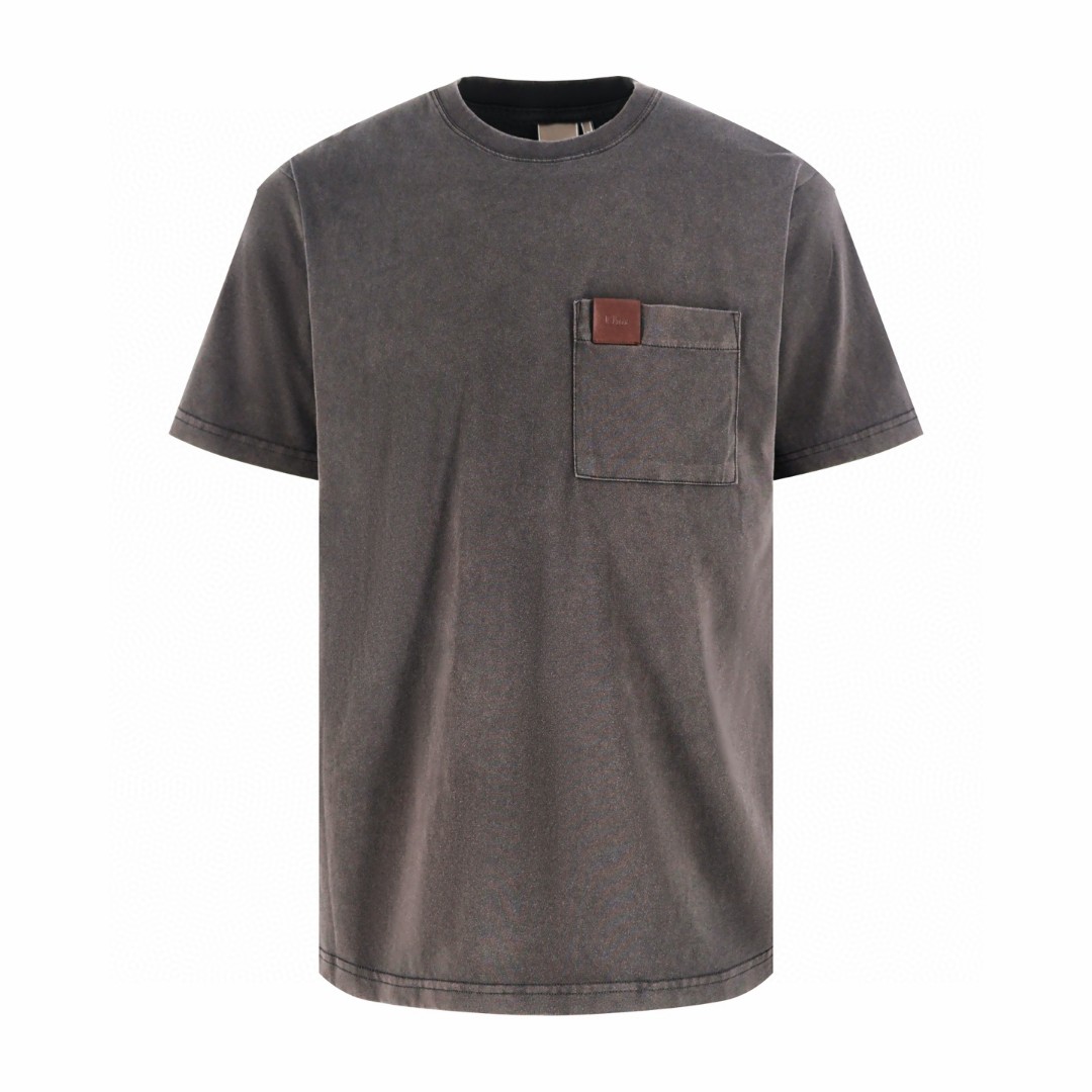 DIOR 迪奥 皮革标志圆领短袖 T恤 夏季 白色 灰色 A0 683J696G3036-C001