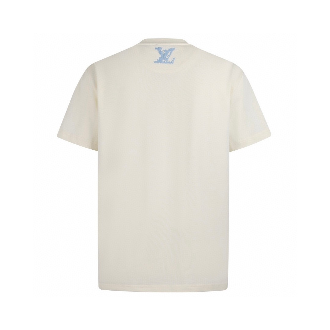 LOUIS VUITTON 路易威登 前后字母浮雕刺绣圆领短袖 T恤 白色 A0 1AIKD4