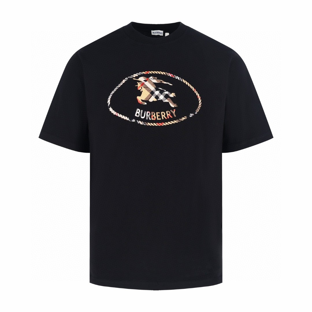 Burberry 巴宝莉 圆环格纹战马刺绣圆领Tee 短袖 T恤 白色 黑色 A0 81234371