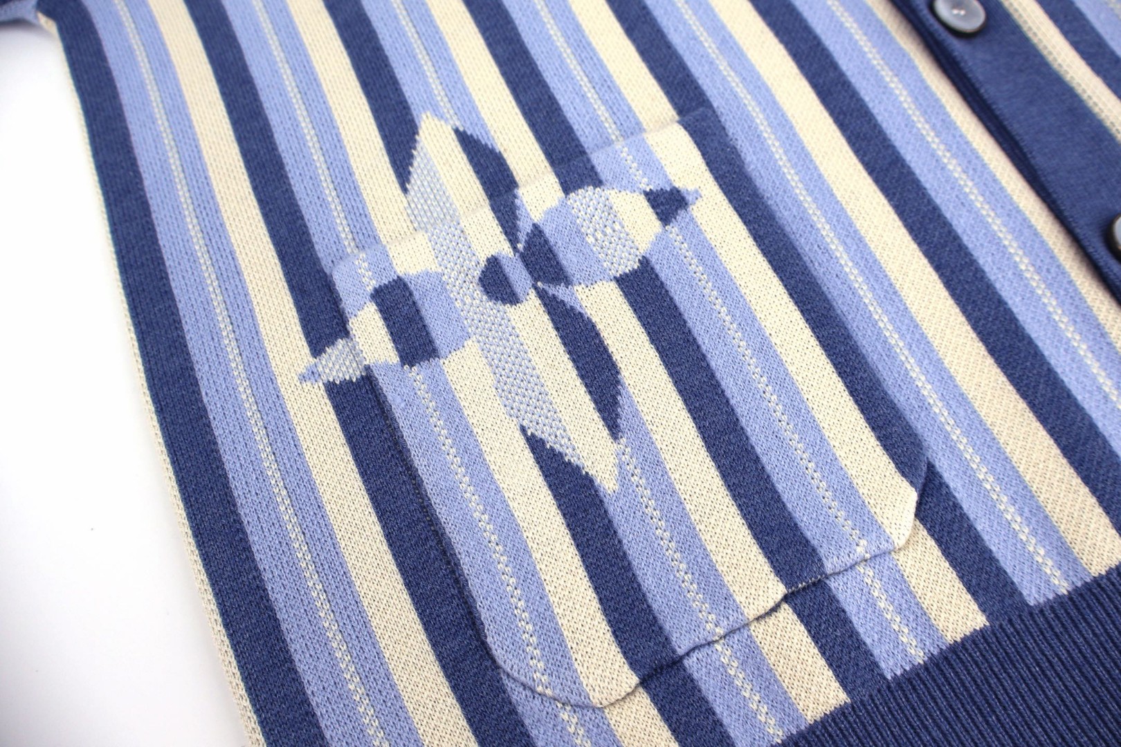 LOUIS VUITTON 路易威登 条纹提花单排扣开衫 针织衫 毛衣 外套 蓝色 B0 1AJUHH