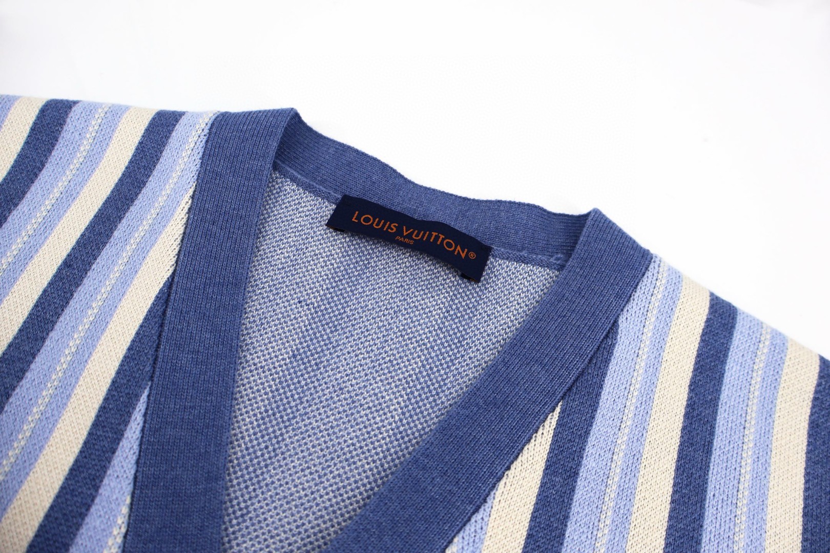LOUIS VUITTON 路易威登 条纹提花单排扣开衫 针织衫 毛衣 外套 蓝色 B0 1AJUHH