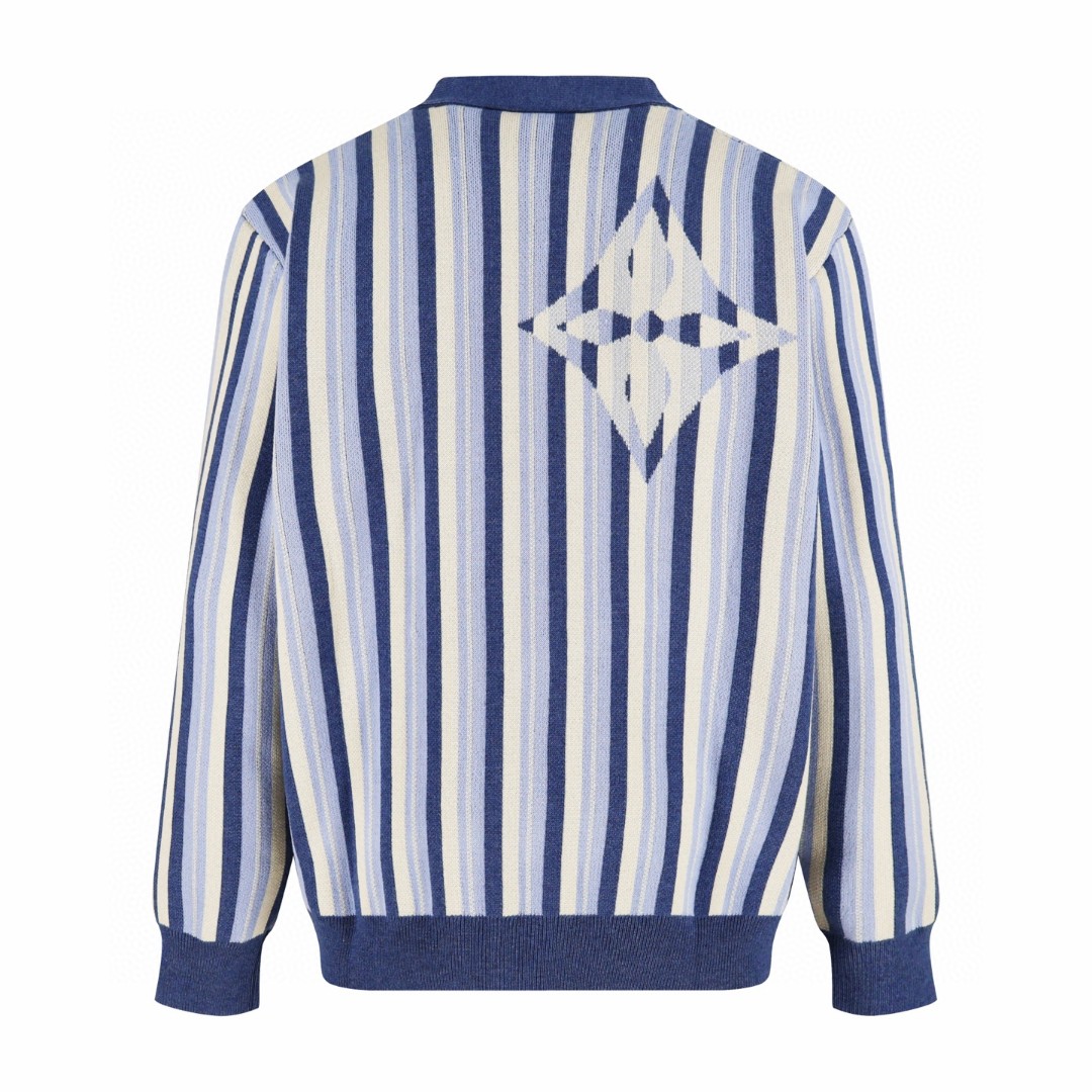 LOUIS VUITTON 路易威登 条纹提花单排扣开衫 针织衫 毛衣 外套 蓝色 B0 1AJUHH