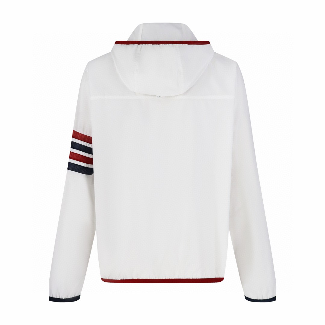 THOM BROWNE 拉链连帽防晒服 外套 长袖 白色 B0 MJT366A-F0197-100