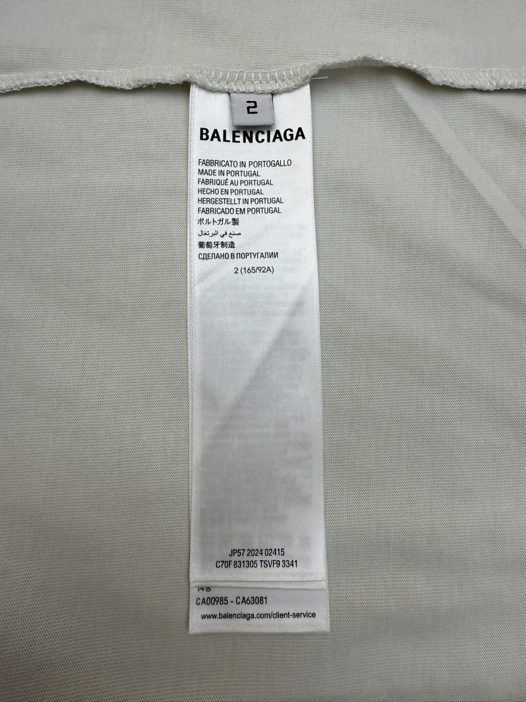 Balenciaga 巴黎世家 后背美纹纸胶带破洞短袖 T恤 圆领 夏季 白色 黑色 A0 831305TSVF93341