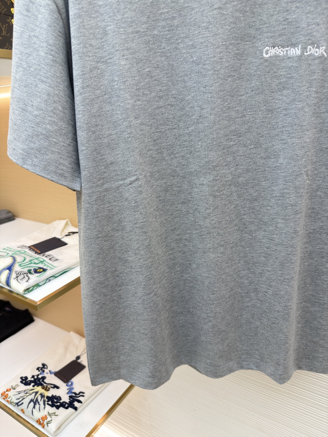 DIOR 迪奥 刺绣字母logo圆领短袖 T恤 夏季 灰色 A0 443J696B0554-C880