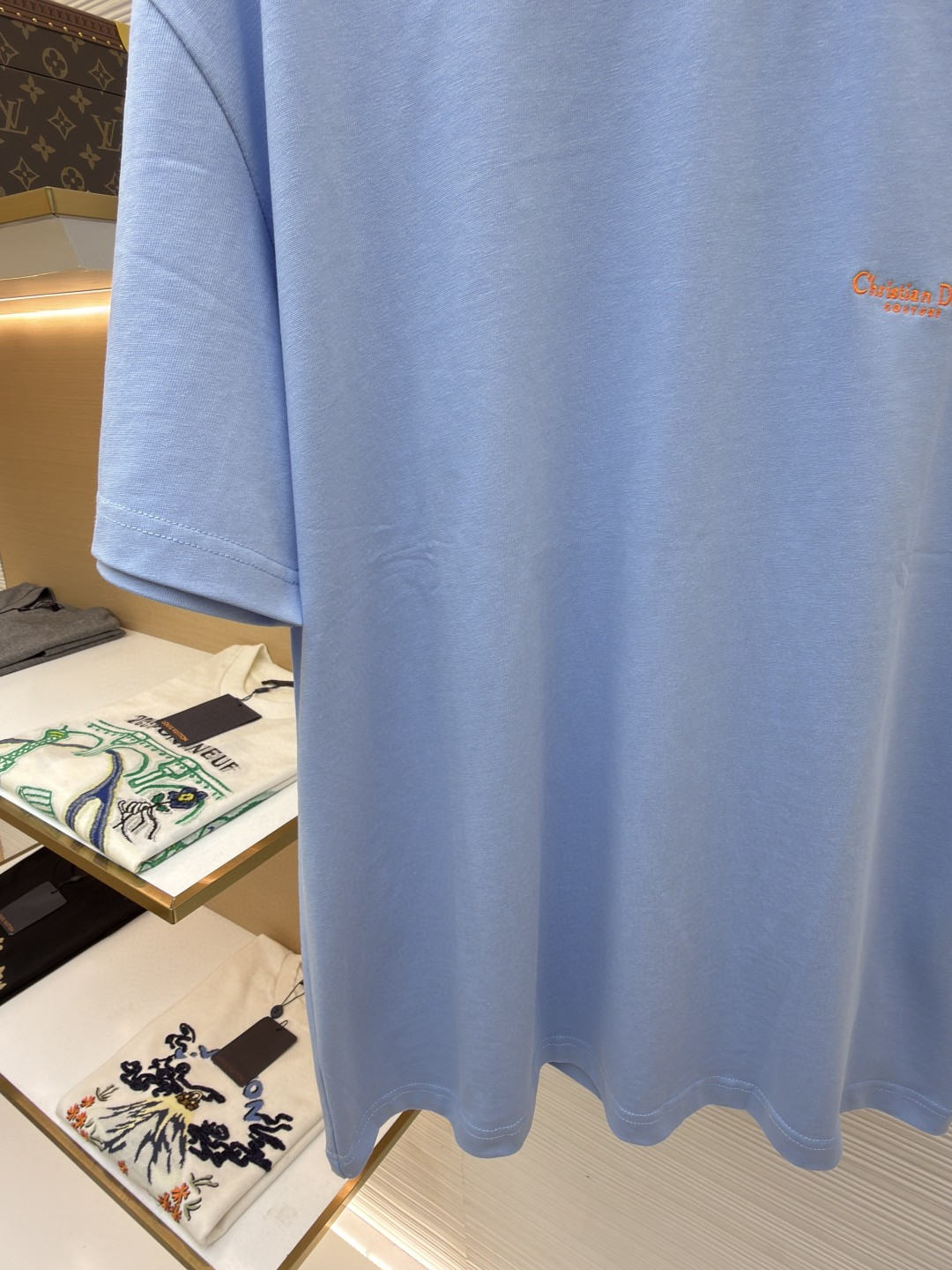 DIOR 迪奥 刺绣字母logo圆领短袖 T恤 夏季 蓝色 白色 A0 483J696B0554-C582