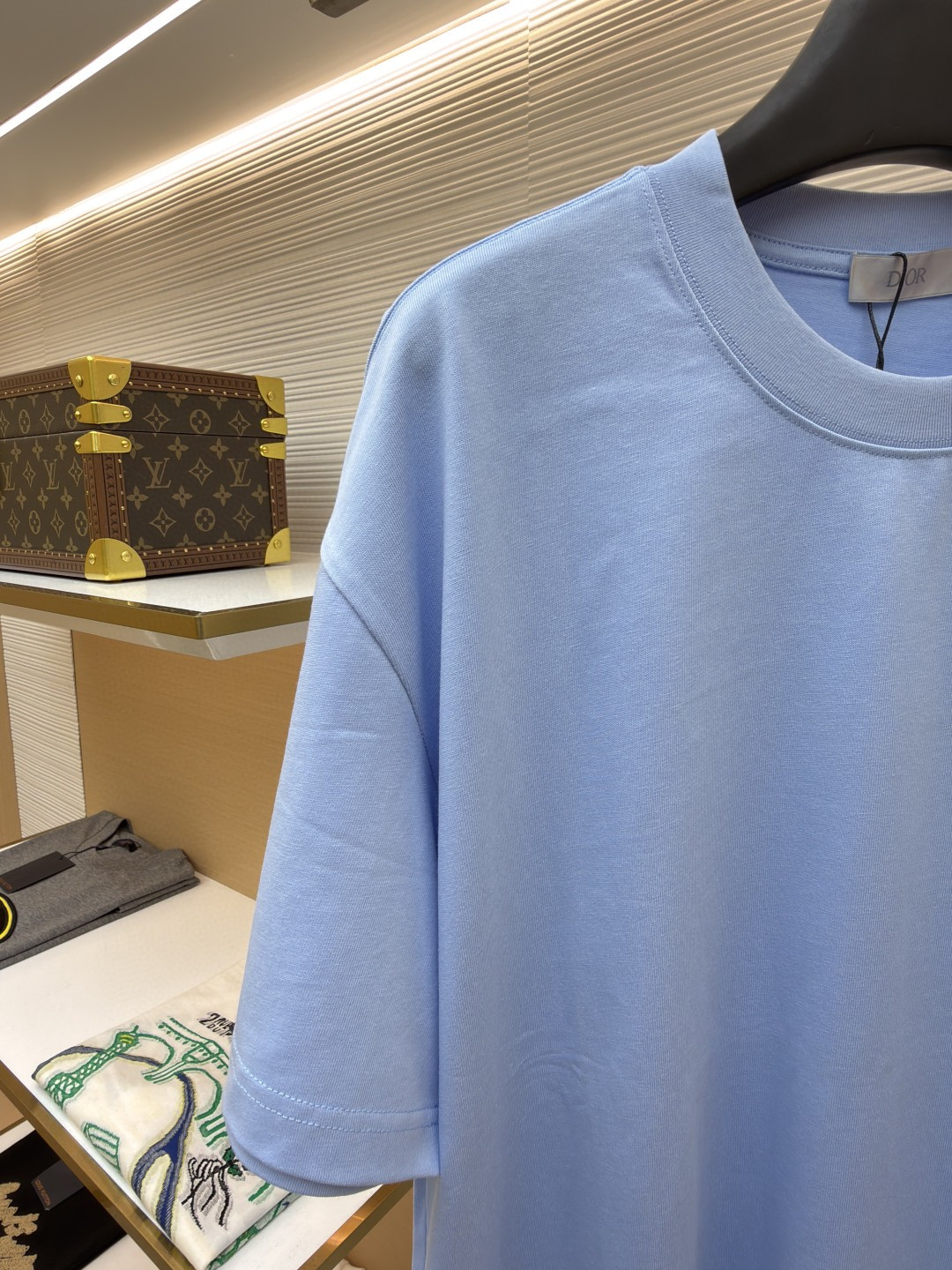 DIOR 迪奥 刺绣字母logo圆领短袖 T恤 夏季 蓝色 白色 A0 483J696B0554-C582