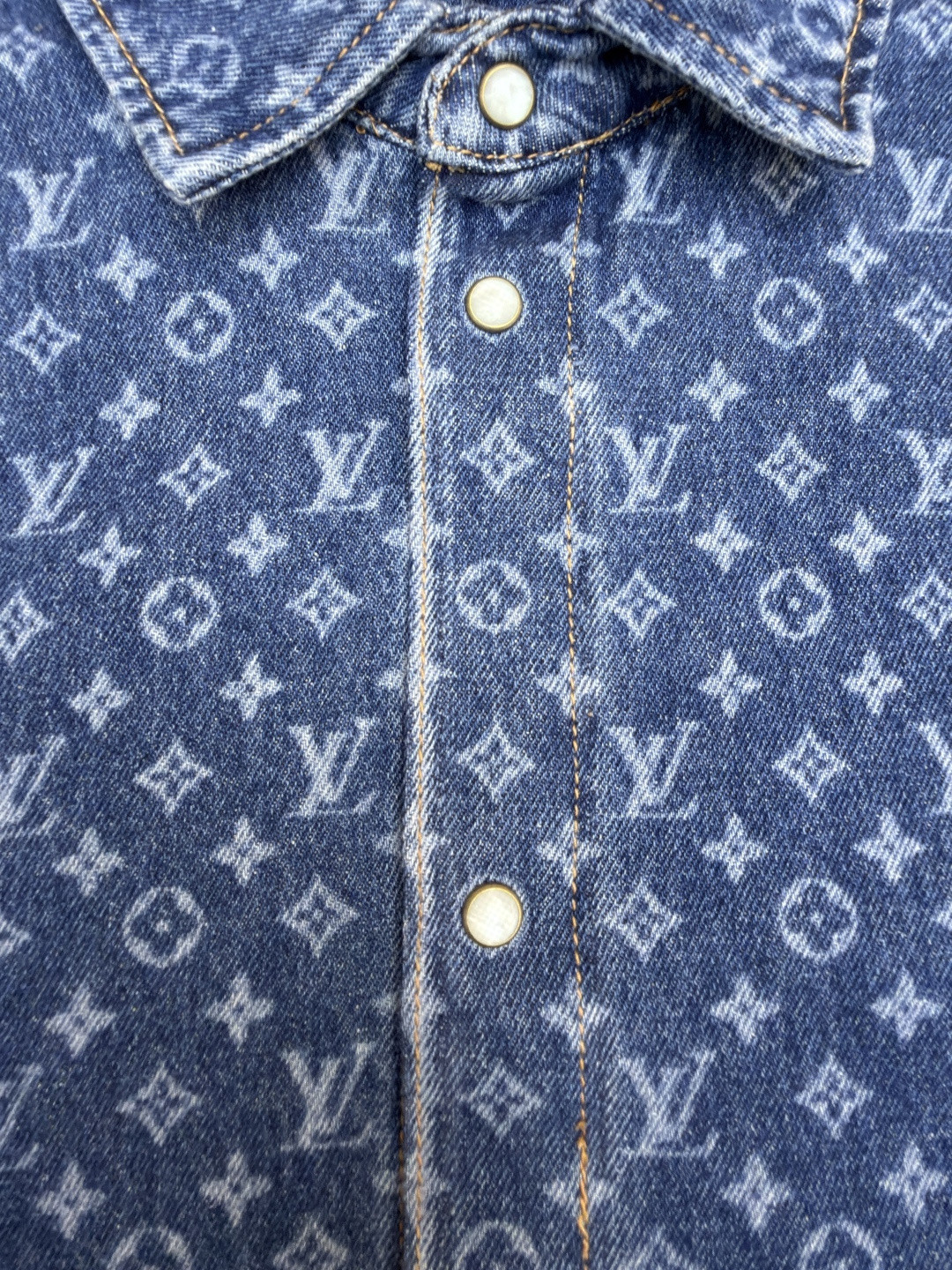 LOUIS VUITTON 路易威登 满印牛仔衬衫 外套 长袖 蓝色 B0 1AI192