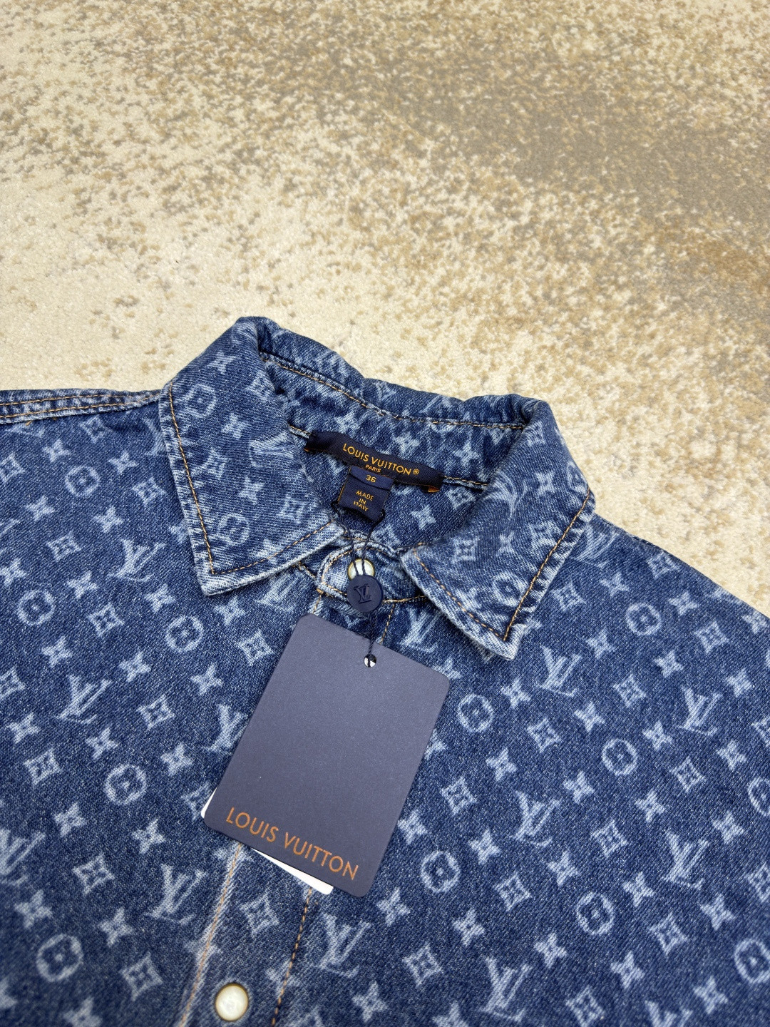 LOUIS VUITTON 路易威登 满印牛仔衬衫 外套 长袖 蓝色 B0 1AI192