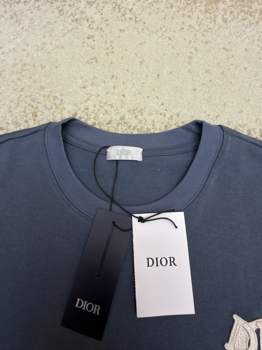 DIOR 迪奥 章仔补丁圆领短袖 T恤 夏季 蓝色 米色 A0 513J696D0554-C580