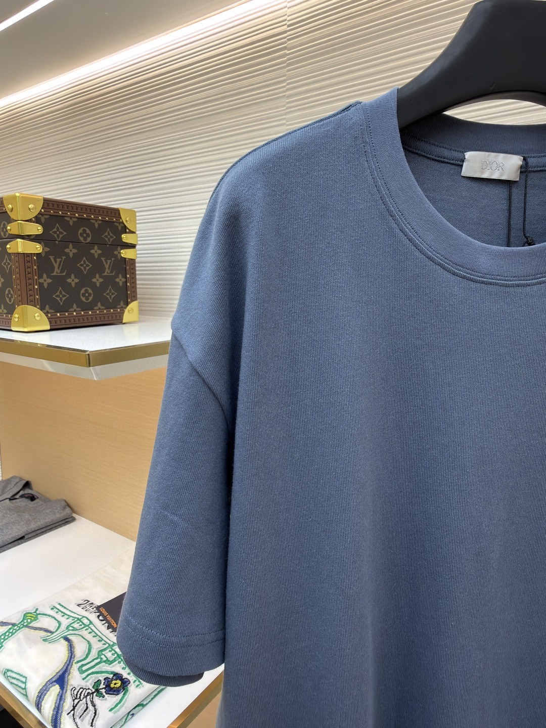 DIOR 迪奥 章仔补丁圆领短袖 T恤 夏季 蓝色 米色 A0 513J696D0554-C580