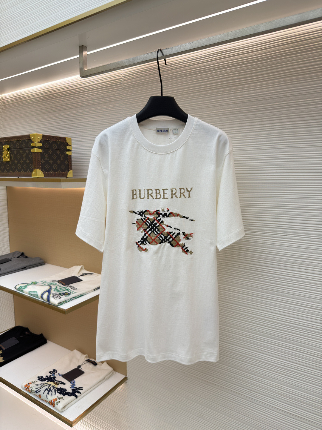 Burberry 巴宝莉 格子战马刺绣圆领Tee 短袖 T恤 白色 A0 81101161