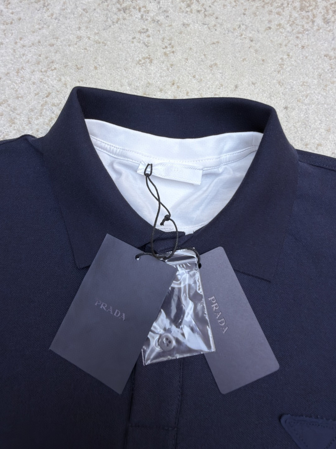 PRADA 普拉达 撞色假两件Polo衫 短袖 T恤 蓝色 A2 UJN911-15DA-F0124-S-OOO