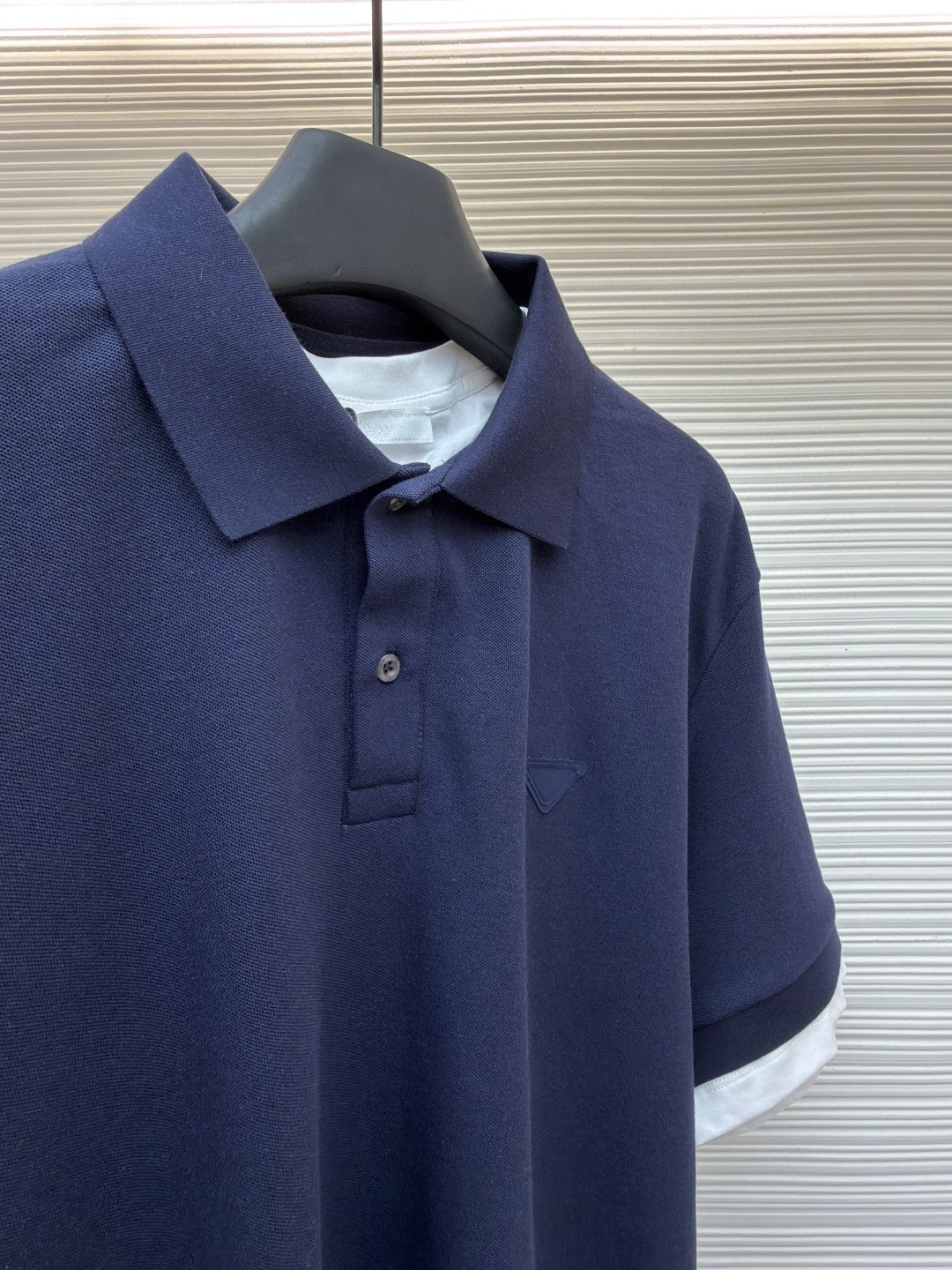 PRADA 普拉达 撞色假两件Polo衫 短袖 T恤 蓝色 A2 UJN911-15DA-F0124-S-OOO