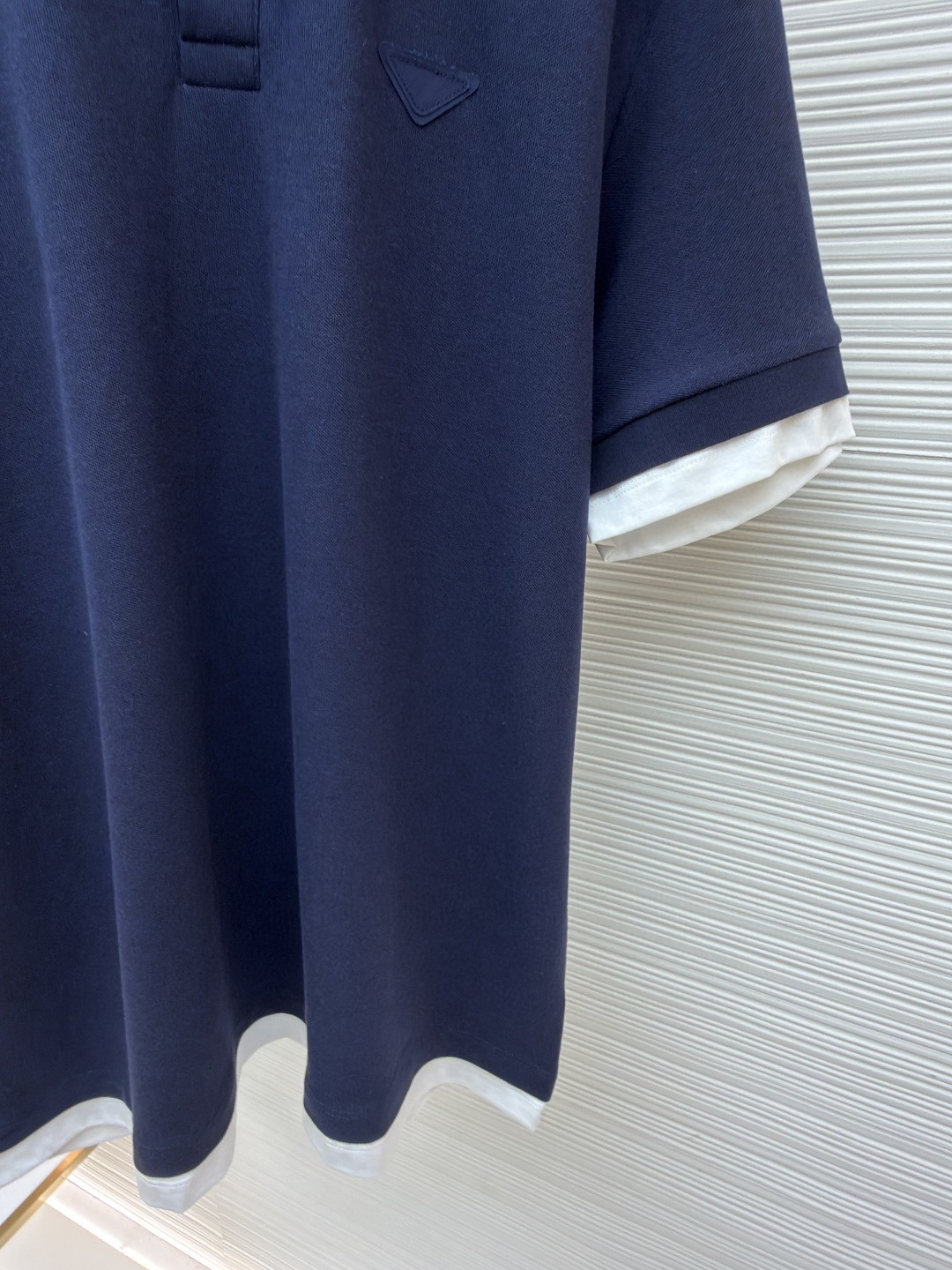 PRADA 普拉达 撞色假两件Polo衫 短袖 T恤 蓝色 A2 UJN911-15DA-F0124-S-OOO