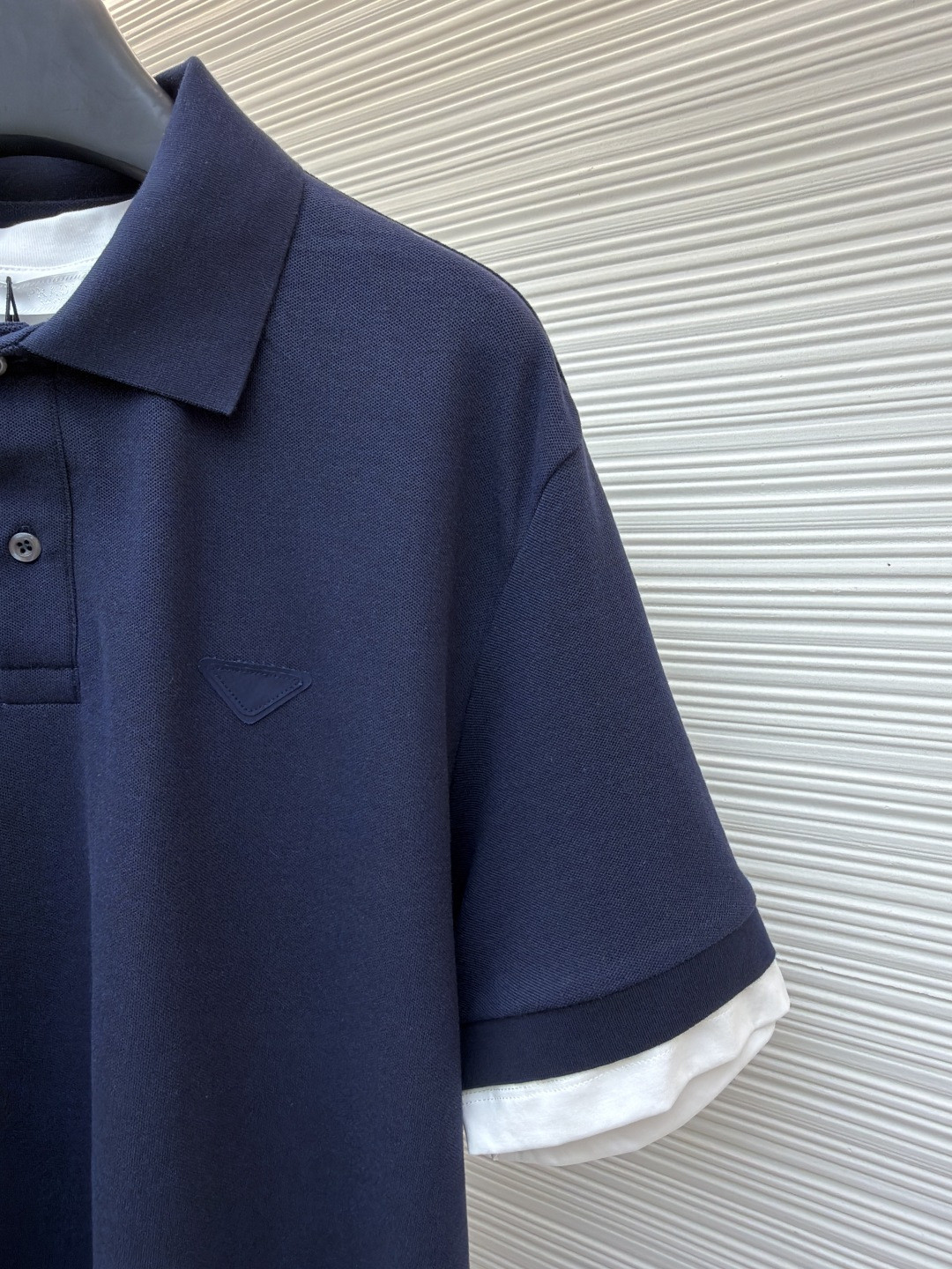 PRADA 普拉达 撞色假两件Polo衫 短袖 T恤 蓝色 A2 UJN911-15DA-F0124-S-OOO